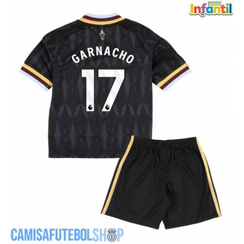 Camisa de time de futebol Aston Villa Alejandro Garnacho #17 Replicas 2º Equipamento Infantil 2026-27 Manga Curta (+ Calças curtas)